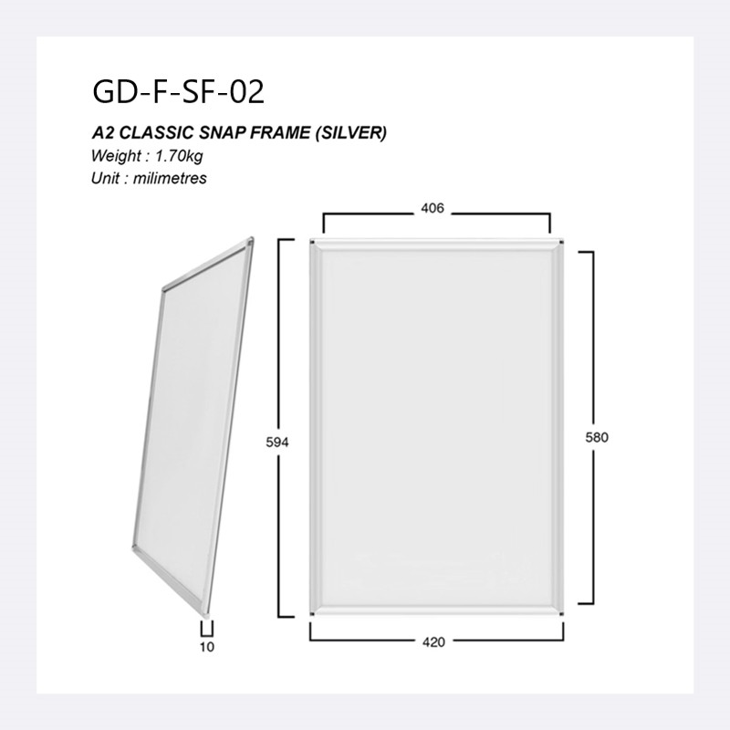 Classic Snap Frame (Silver) – A2 Size