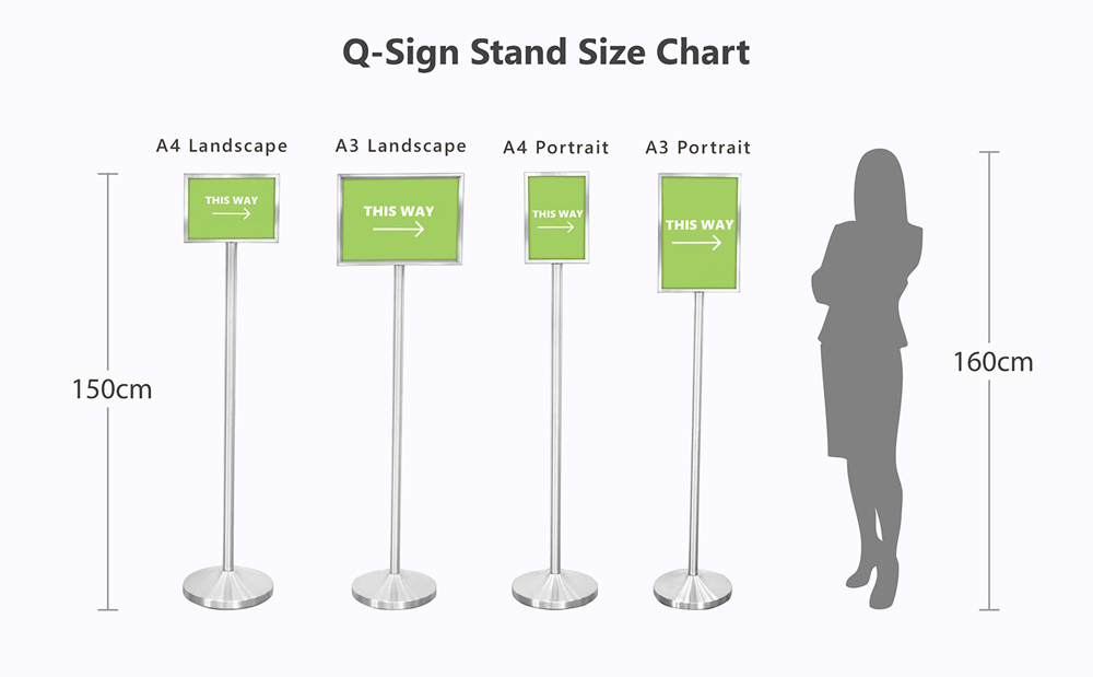 Q-Sign Stand (Portrait) – A3 Size