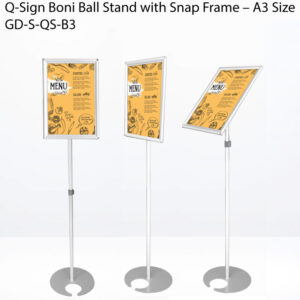 Q-Sign Boni Ball Stand with Snap Frame - A3 Size