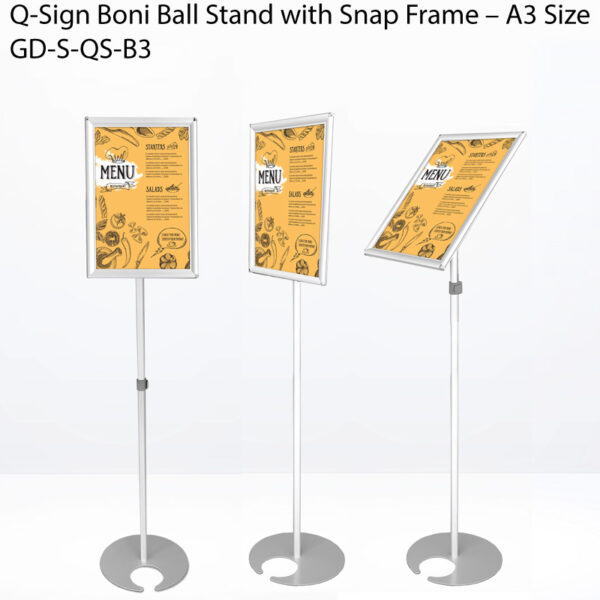 Q-Sign Boni Ball Stand with Snap Frame - A3 Size