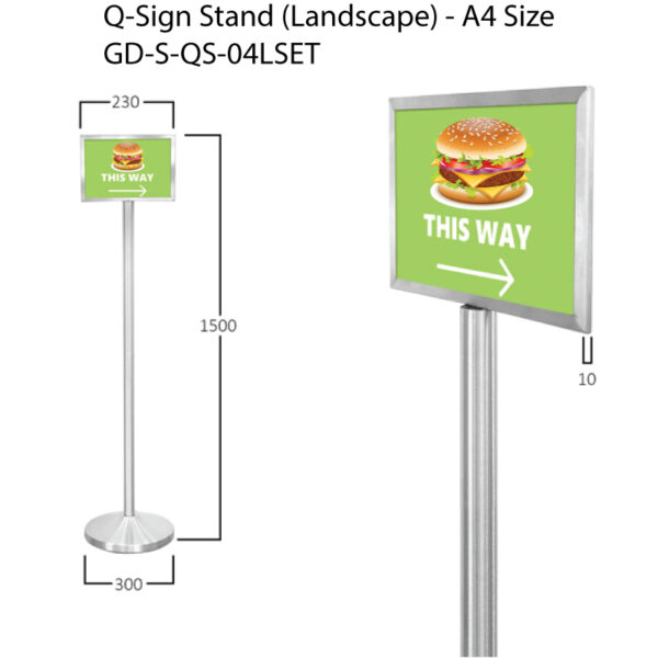 Q-Sign Stand (Landscape) - A4 Size