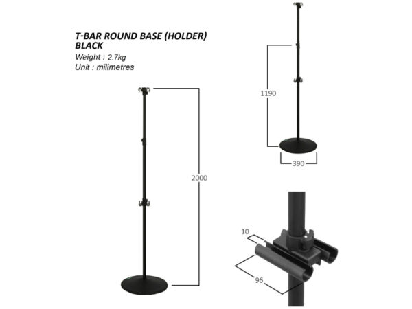 T-Bar with Holder (Round Base)
